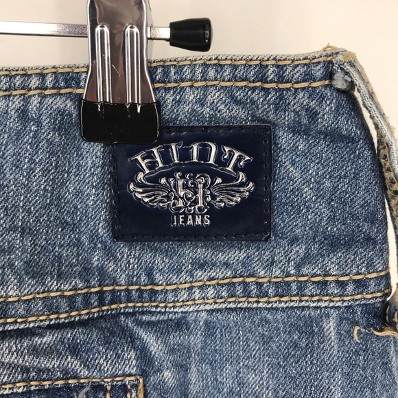 Hint Distressed Denim Jean Mini Skirt 100% Cotton Size 9 - Picture 5 of 9